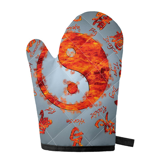 Fire Yin Yang Chinese Zodiac Print Single Oven Mitt