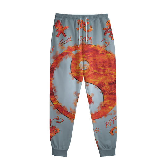 Fire Yin Yang Chinese Zodiac Print Sweatpants