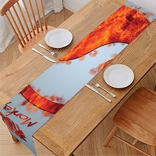 Fire Yin Yang Chinese Zodiac Print Table Runner