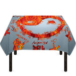 Fire Yin Yang Chinese Zodiac Print Tablecloth