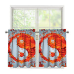 Fire Yin Yang Chinese Zodiac Print Tier Curtains