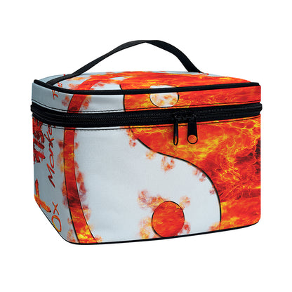 Fire Yin Yang Chinese Zodiac Print Travel Makeup Bag