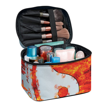 Fire Yin Yang Chinese Zodiac Print Travel Makeup Bag