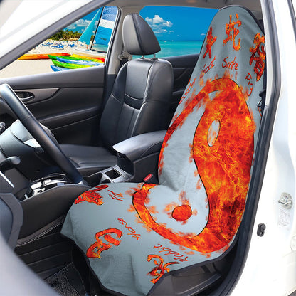 Fire Yin Yang Chinese Zodiac Print Waterproof Car Seat Cover