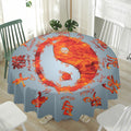 Fire Yin Yang Chinese Zodiac Print Waterproof Round Tablecloth