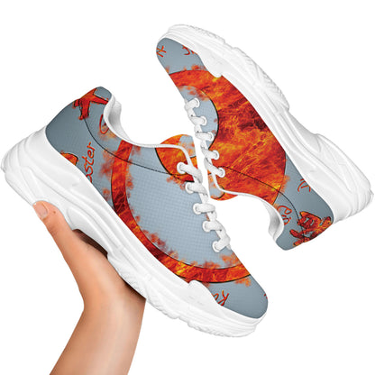 Fire Yin Yang Chinese Zodiac Print White Chunky Shoes