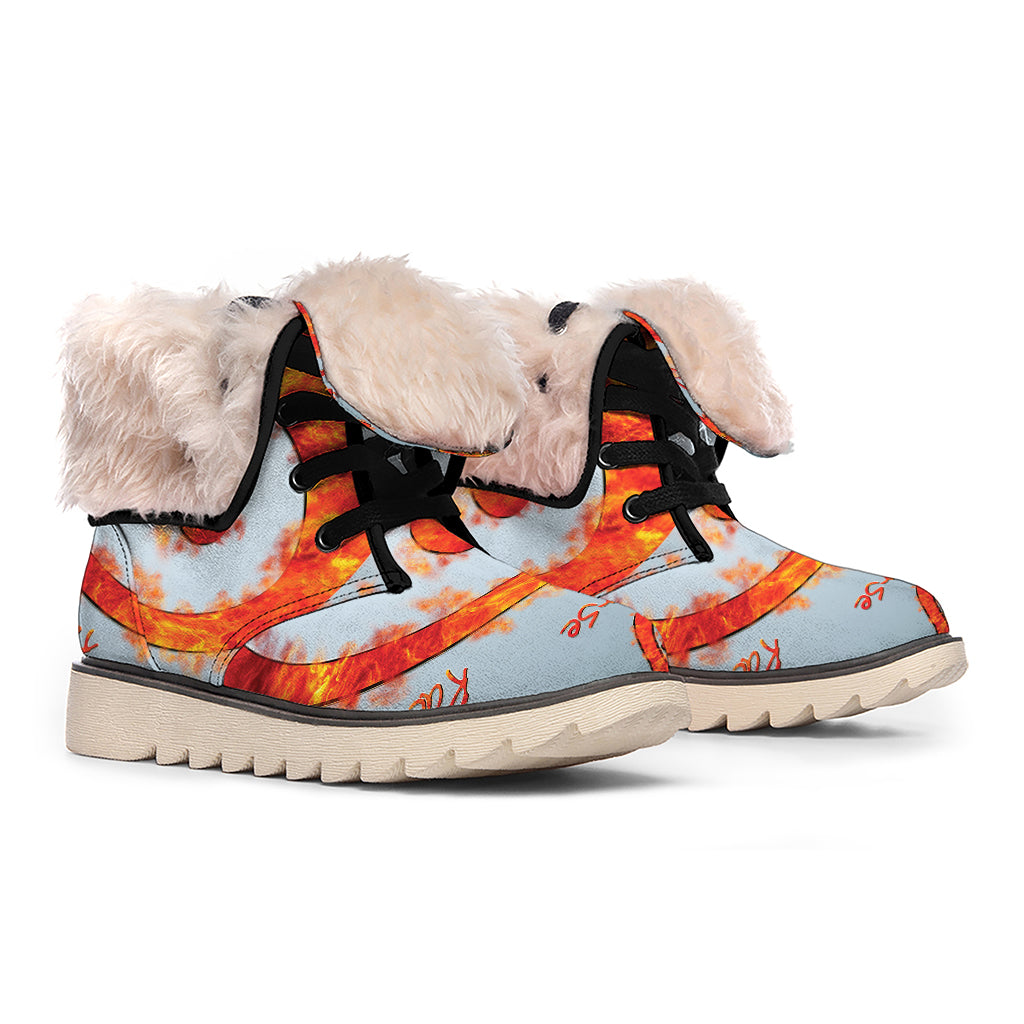 Fire Yin Yang Chinese Zodiac Print Winter Boots
