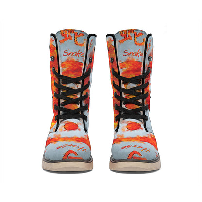 Fire Yin Yang Chinese Zodiac Print Winter Boots