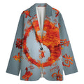 Fire Yin Yang Chinese Zodiac Print Women's Cotton Blazer