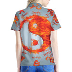 Fire Yin Yang Chinese Zodiac Print Women's Polo Shirt
