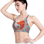 Fire Yin Yang Chinese Zodiac Print Women's Sports Bra