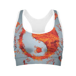 Fire Yin Yang Chinese Zodiac Print Women's Sports Bra