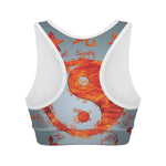 Fire Yin Yang Chinese Zodiac Print Women's Sports Bra