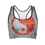 Fire Yin Yang Chinese Zodiac Print Women's Sports Bra