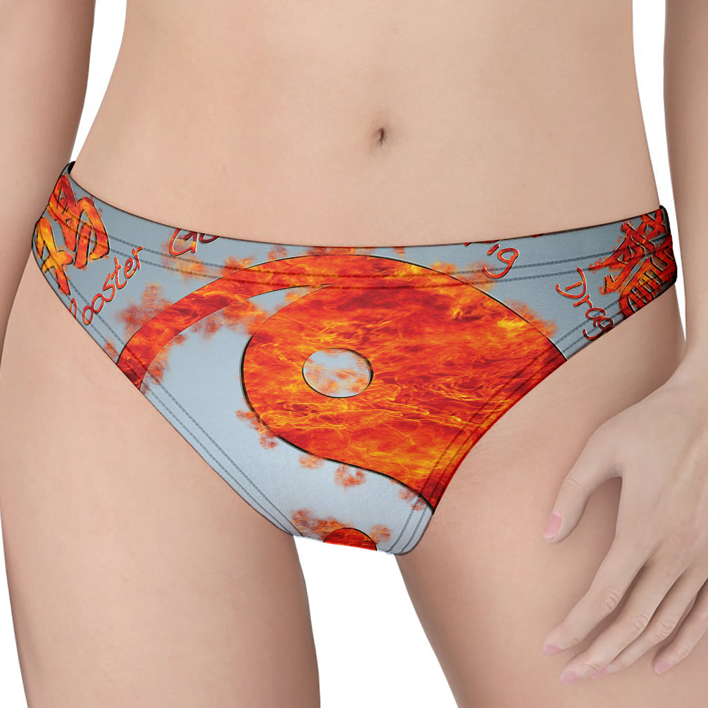 Fire Yin Yang Chinese Zodiac Print Women's Thong