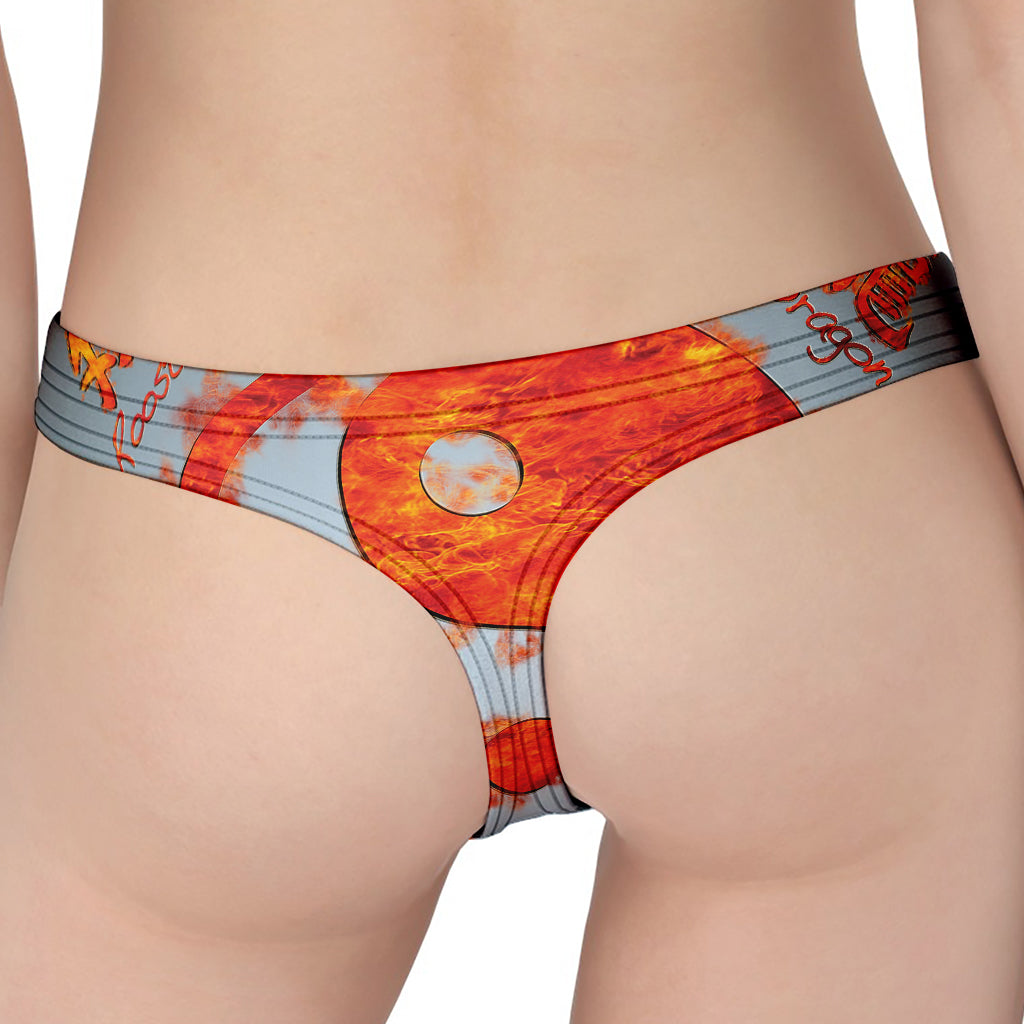 Fire Yin Yang Chinese Zodiac Print Women's Thong