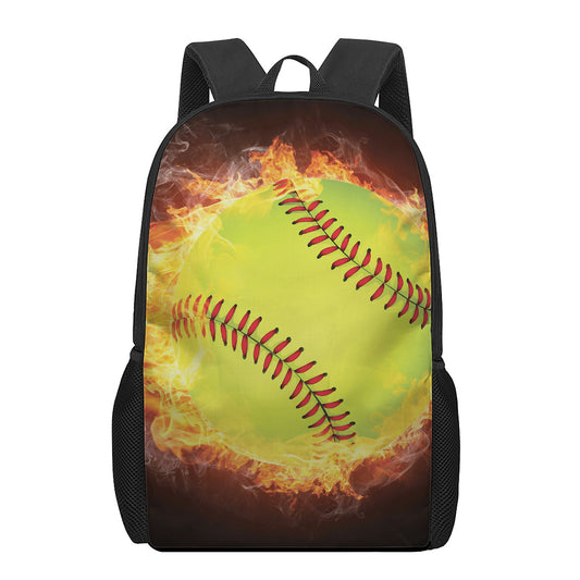 Fireball Softball Print 17 Inch Backpack