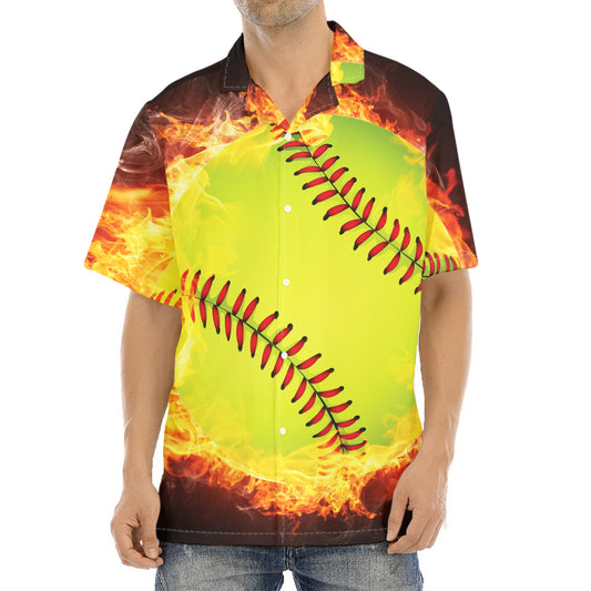 Fireball Softball Print Aloha Shirt