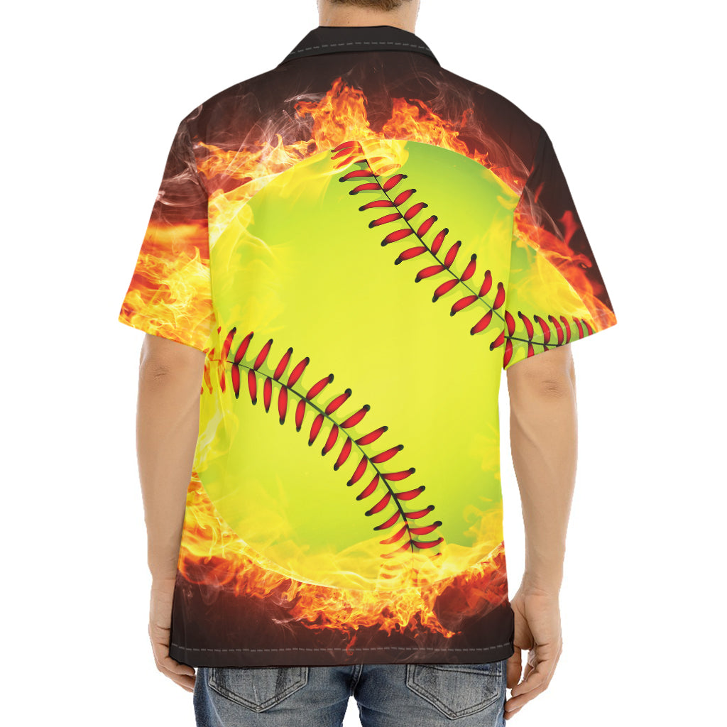 Fireball Softball Print Aloha Shirt