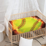 Fireball Softball Print Baby Crib Sheet