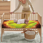 Fireball Softball Print Baby Crib Sheet