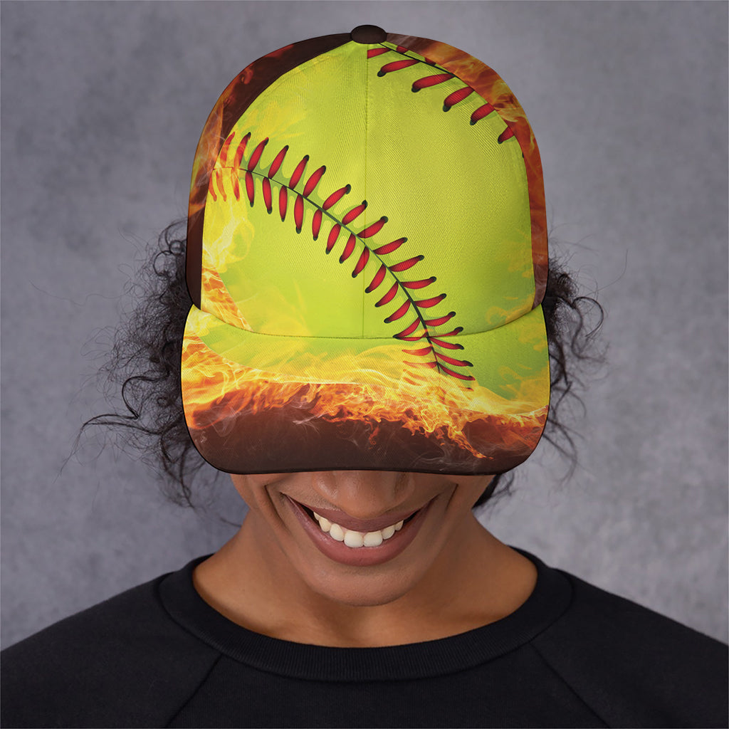 Fireball Softball Print Baseball Cap