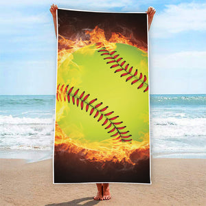 Fireball Softball Print Beach Towel