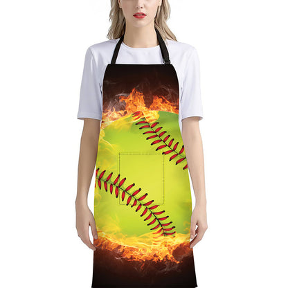 Fireball Softball Print Bib Apron With Pocket