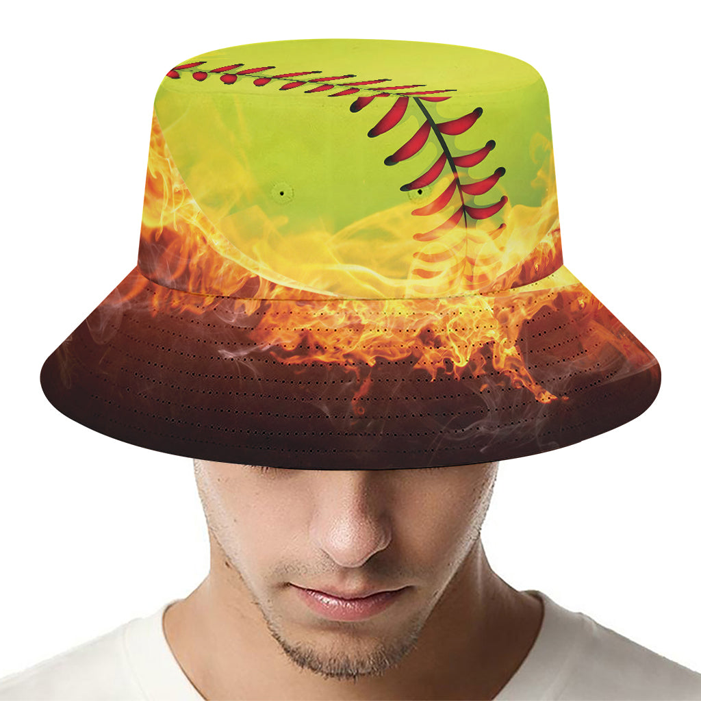 Fireball Softball Print Bucket Hat