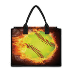 Fireball Softball Print Canvas Tote Bag