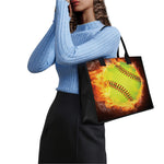 Fireball Softball Print Canvas Tote Bag