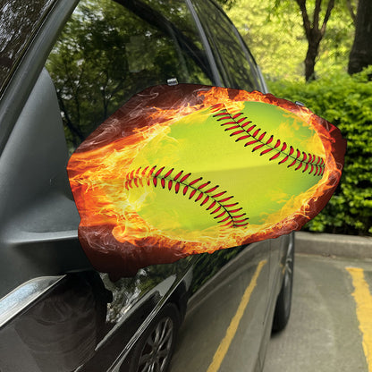 Fireball Softball Print Car Side Mirror Covers
