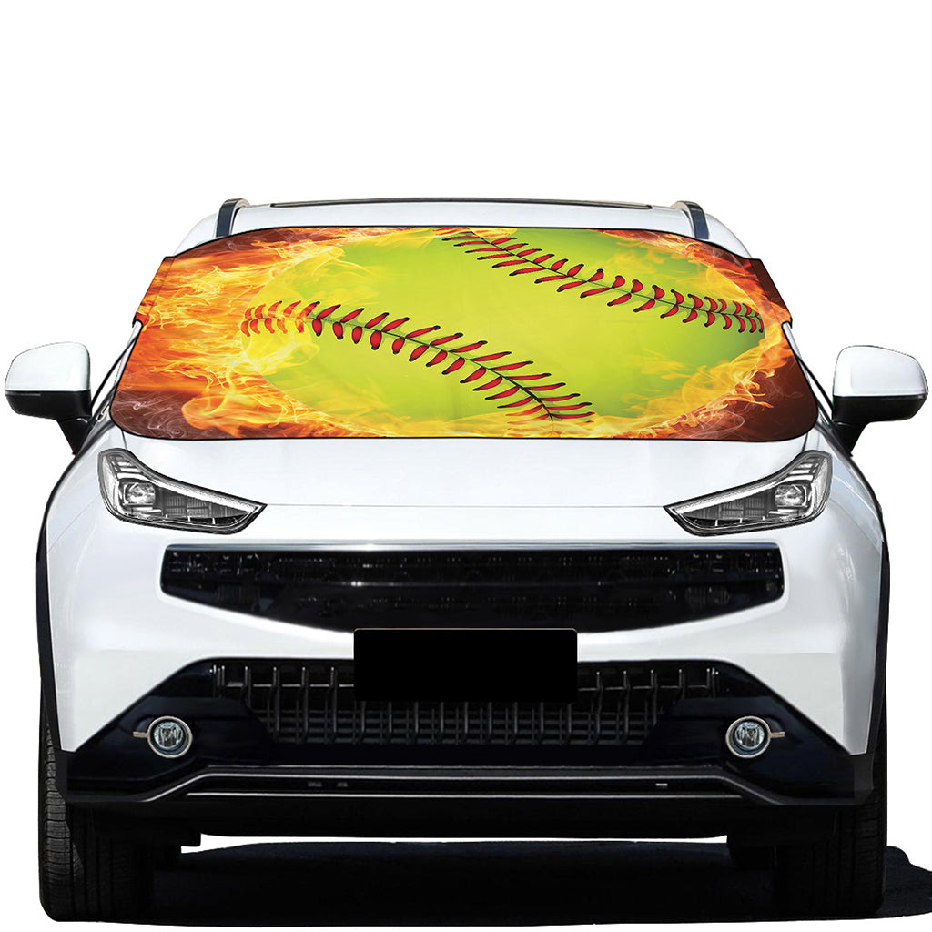 Fireball Softball Print Car Windshield Snow Cover