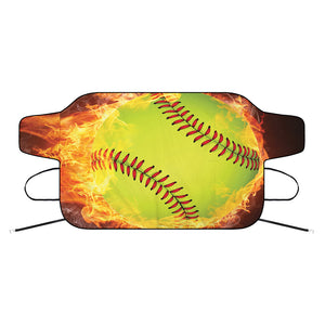 Fireball Softball Print Car Windshield Snow Cover