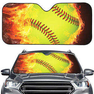 Fireball Softball Print Car Windshield Sun Shade