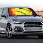 Fireball Softball Print Car Windshield Sun Shade