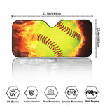 Fireball Softball Print Car Windshield Sun Shade