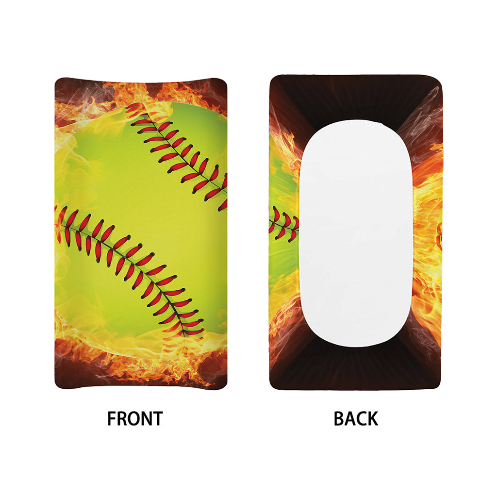 Fireball Softball Print Changing Pad Cover