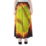 Fireball Softball Print Chiffon Maxi Skirt