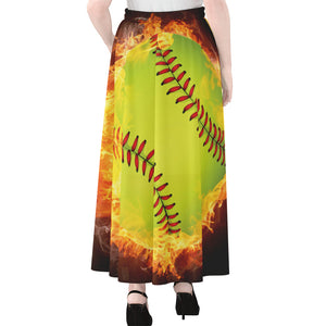 Fireball Softball Print Chiffon Maxi Skirt