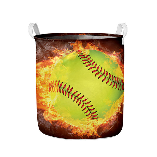 Fireball Softball Print Collapsible Laundry Basket