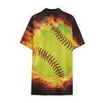 Fireball Softball Print Cotton Hawaiian Shirt