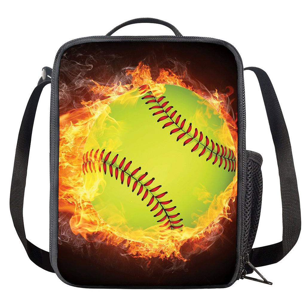 Fireball Softball Print Crossbody Lunch Bag