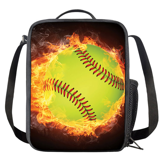 Fireball Softball Print Crossbody Lunch Bag
