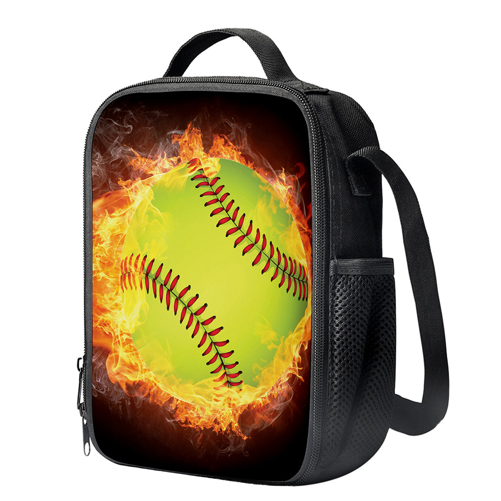 Fireball Softball Print Crossbody Lunch Bag
