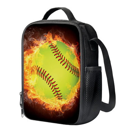 Fireball Softball Print Crossbody Lunch Bag