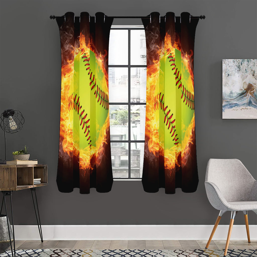 Fireball Softball Print Curtain