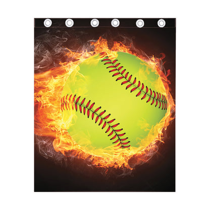 Fireball Softball Print Curtain
