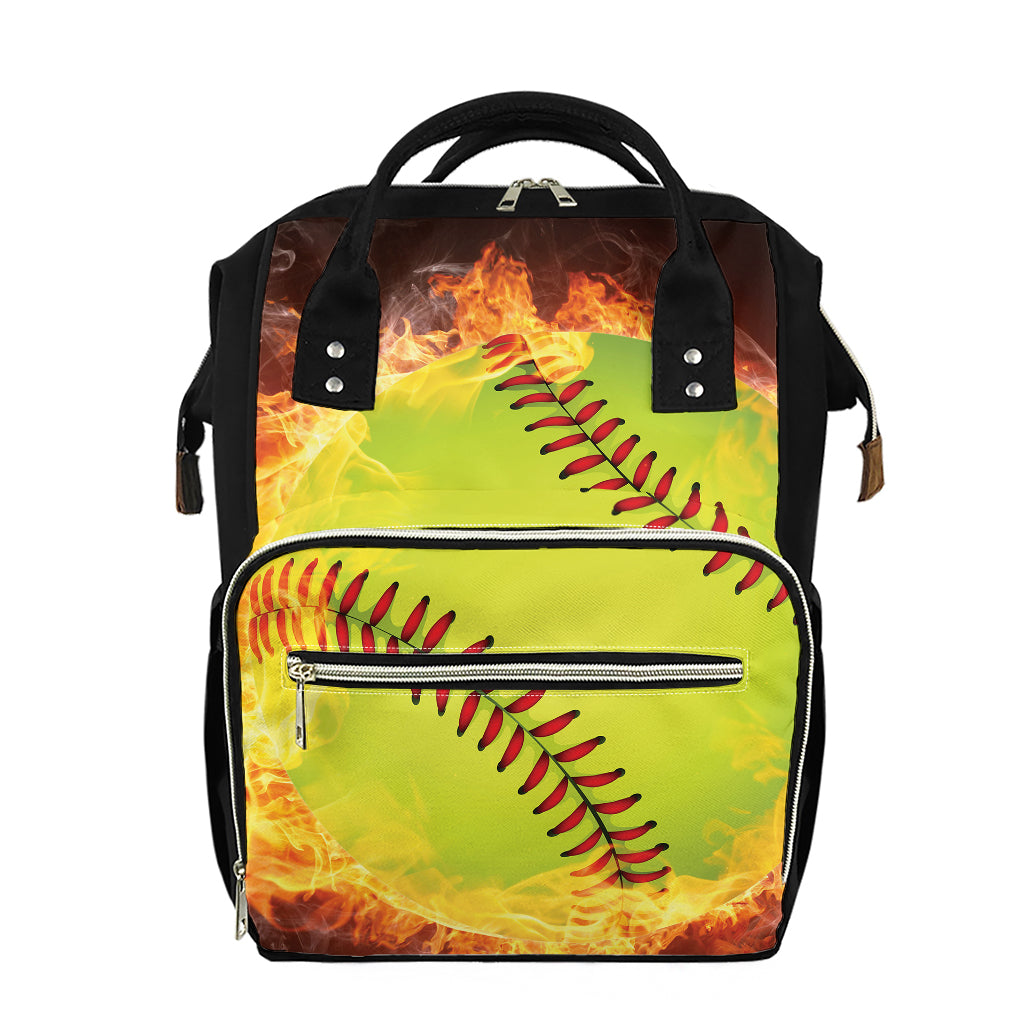 Fireball Softball Print Diaper Bag