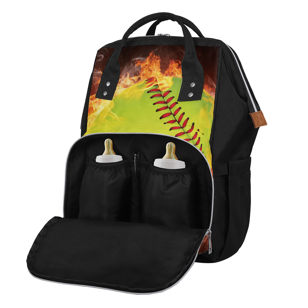 Fireball Softball Print Diaper Bag